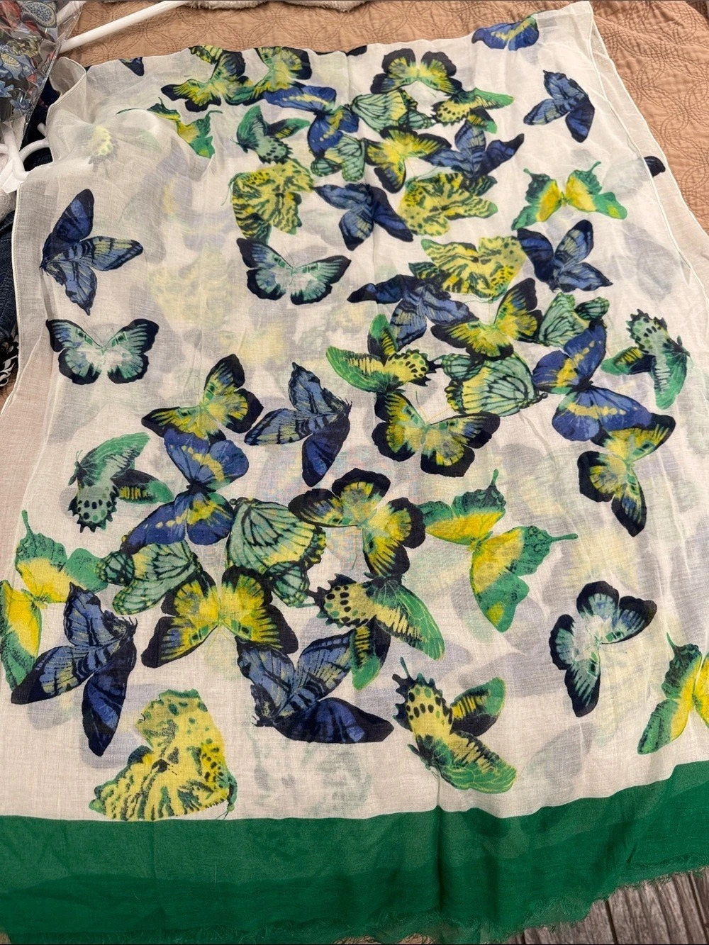 Talbots Butterfly Print Scarf in Green & Blue - never worn